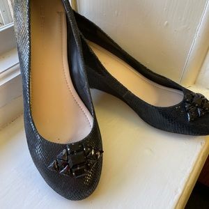 BCBGeneration wedges with black rhinestone embellishment.  Size 10